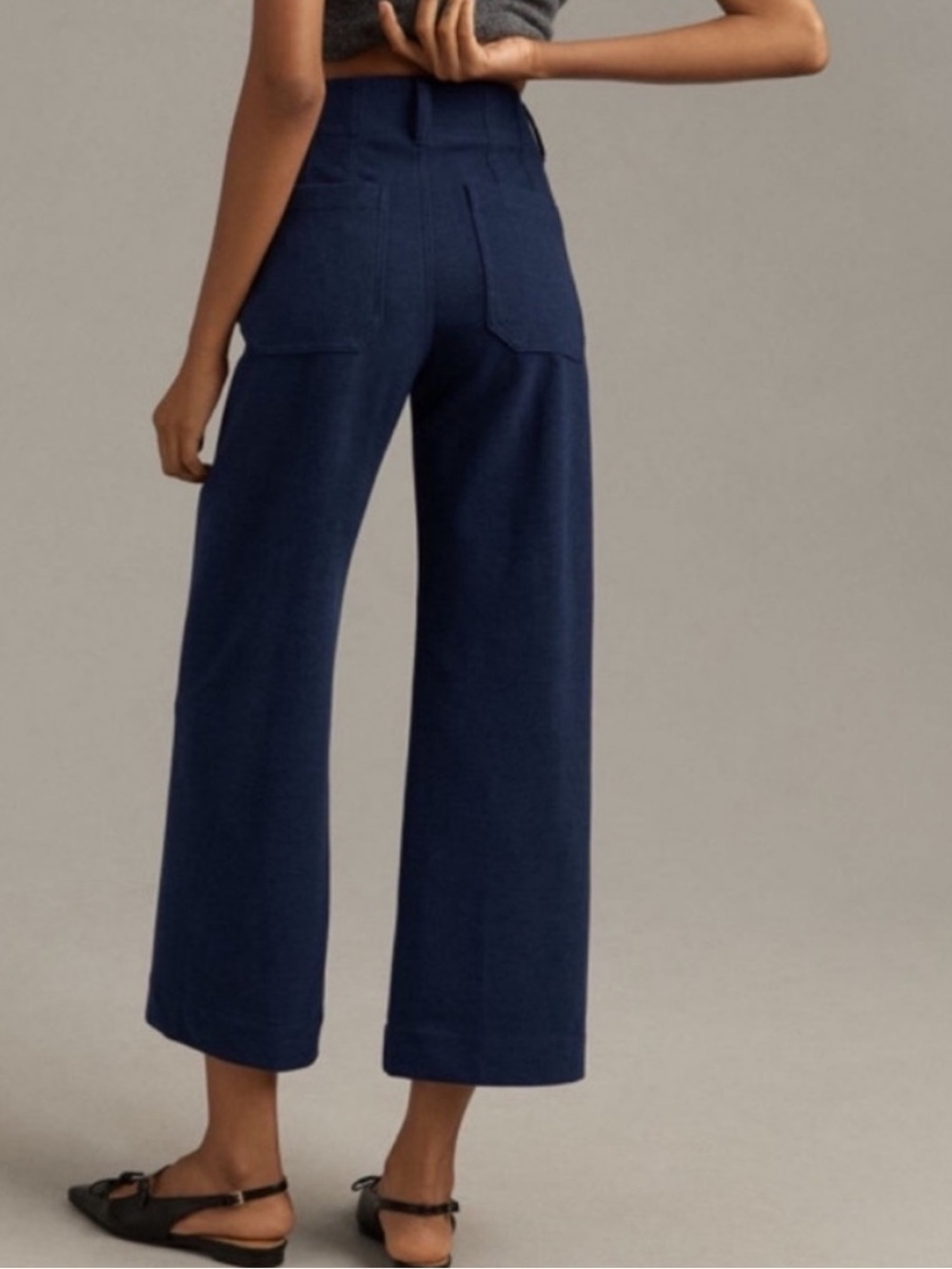 NWT Anthropologie MAEVE The Colette Pant Brushed Knit Wide Leg Blue Crop Sz 31 T - Picture 3 of 16